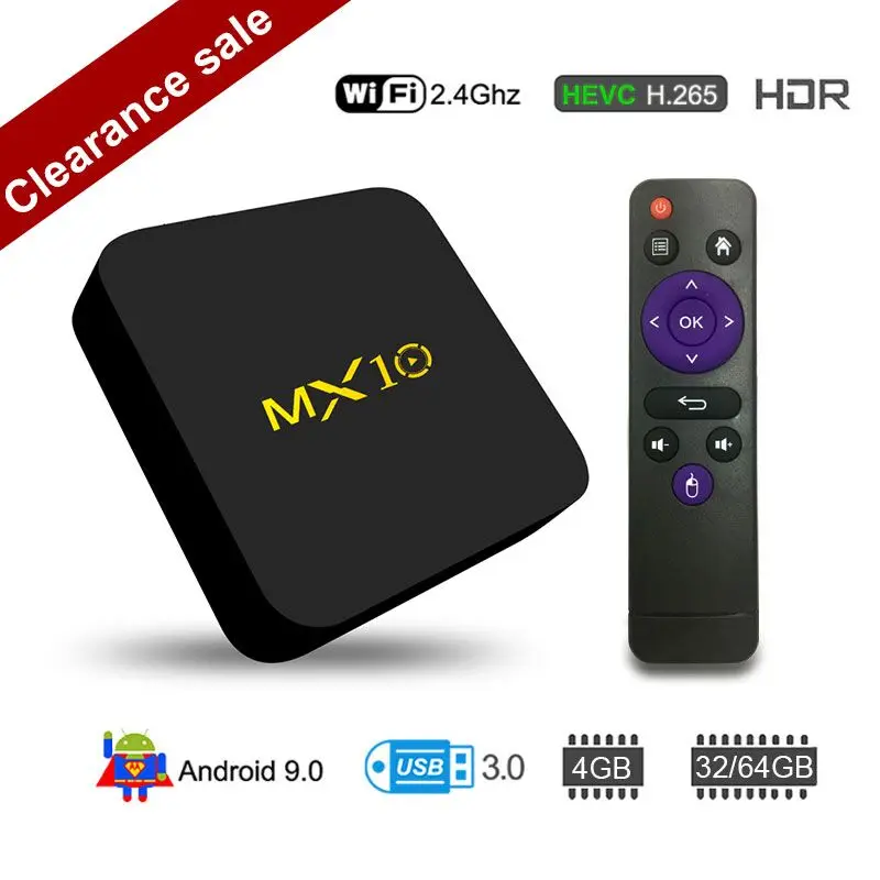 MX10 4 Гб DDR4 64 eMMC Android 8 1 9 0 ТВ приставка RK3328 Четырехъядерный 4K HDR 2 ГГц WIFI USB 3 Смарт