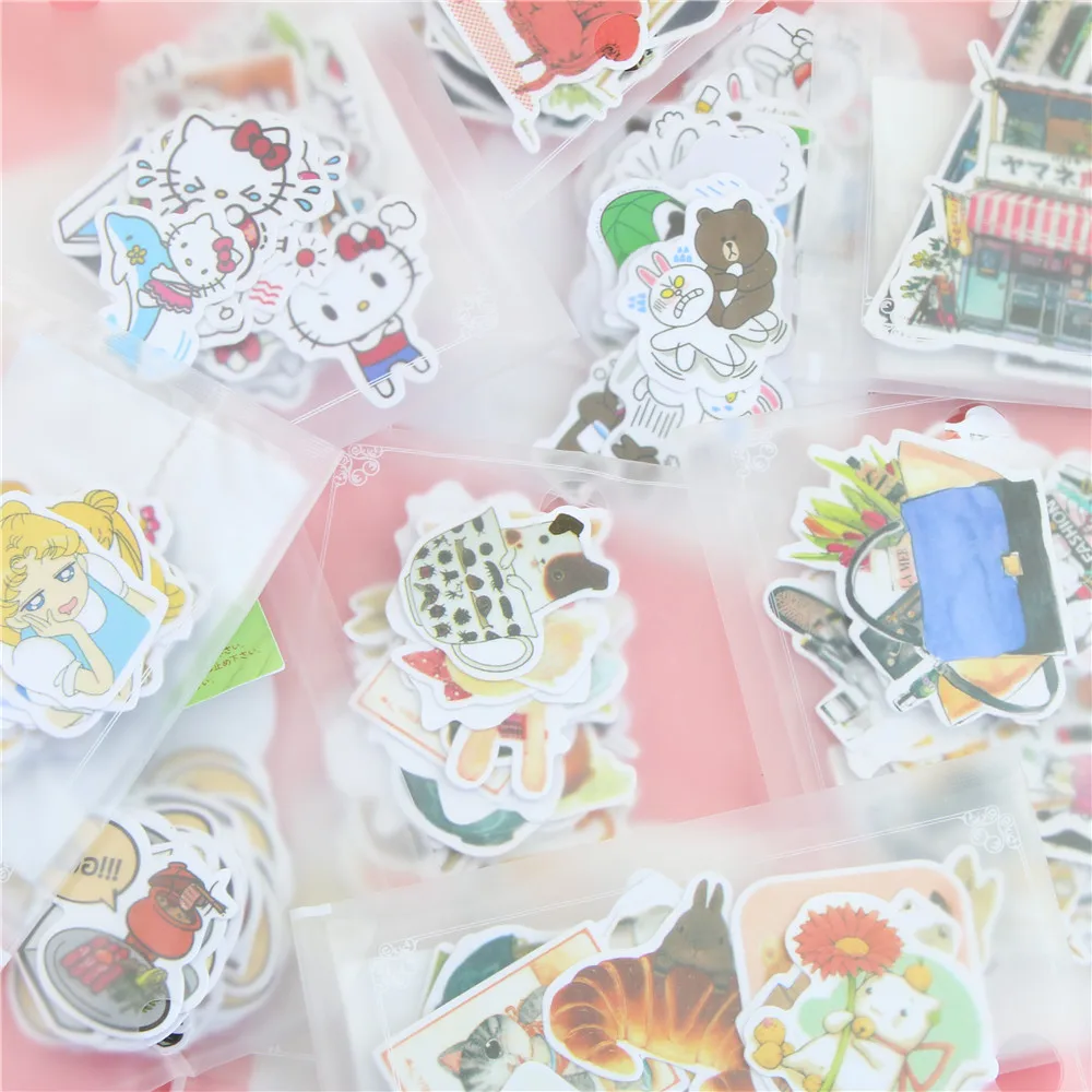 

DIY Cute Kawaii Animal Paper Sticker Lovely Cat Stickers For Home Decoration Scrapbooking Diary Free Shipping 1083