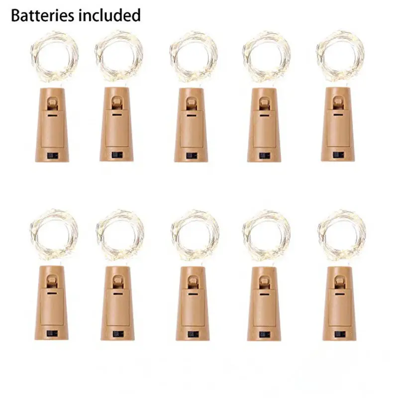 cork bottle lights battery power led wine bottle fairy string lights with cork for party wedding christmas bar decoration lights Hot Sale 10 Pcs/Lot Wine Bottle Lights Cork Shaped Starry LED String Fairy Light For Holiday Wedding Party Decoration Lights