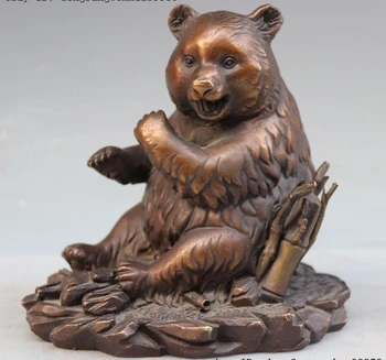 

China Fengshui Bronze Copper Wild Black Bear Bruins Panda Animals Art Statue