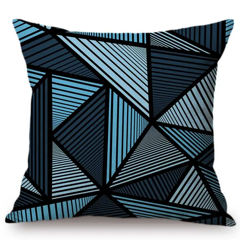الأخضر الأرجواني الأزرق مثلثات نمط هندسي تصميم المنزل الزخرفية غطاء الوسادة القطن الكتان كرسي مكتب أريكة كيس وسادة