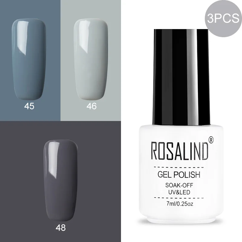 ROSALIND Gel Varnish Set For Manicure Hybrid Nail Art Top Coat Primer - Цвет: RC-3GELS-07