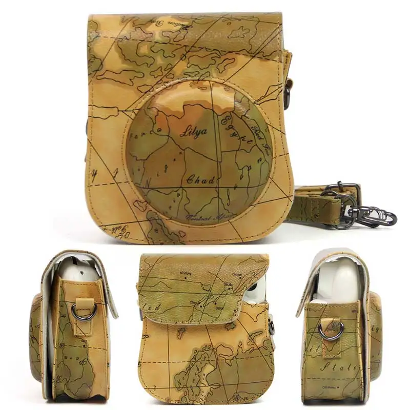 

Map Pattern PU Leather Camera Bag For Fuji Fujifilm Instax Mini25 26 Case Pouch Protector For Polaroid Camera Mini 25 26