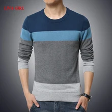L G 2017 New Autumn Fashion Brand Casual Sweater O-Neck Striped Slim Fit Knitting Mens Sweaters And Pullovers Men Pullover Men