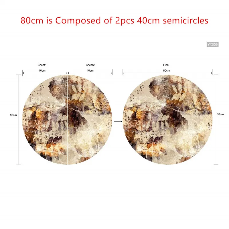 Художественная креативная 3D круглая настольная наклейка для ремонта ПВХ Декоративная пленка для пола Водонепроницаемая Нескользящая наклейка для ванной комнаты гостиной - Цвет: 80cm round