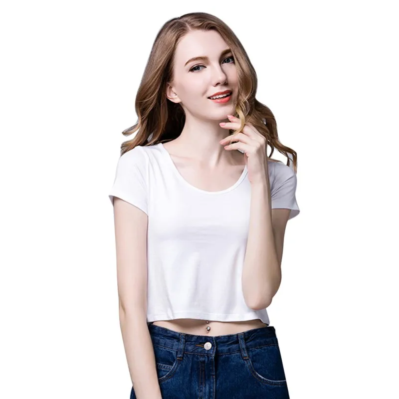 Buy Sexy Exposed Navel Female T shirt 100 Cotton
