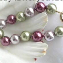 Природный 14 мм Многоцветный Круглый Sea Shell Перл BraceletNoble стиль Природный Изысканные jewe Быстрая
