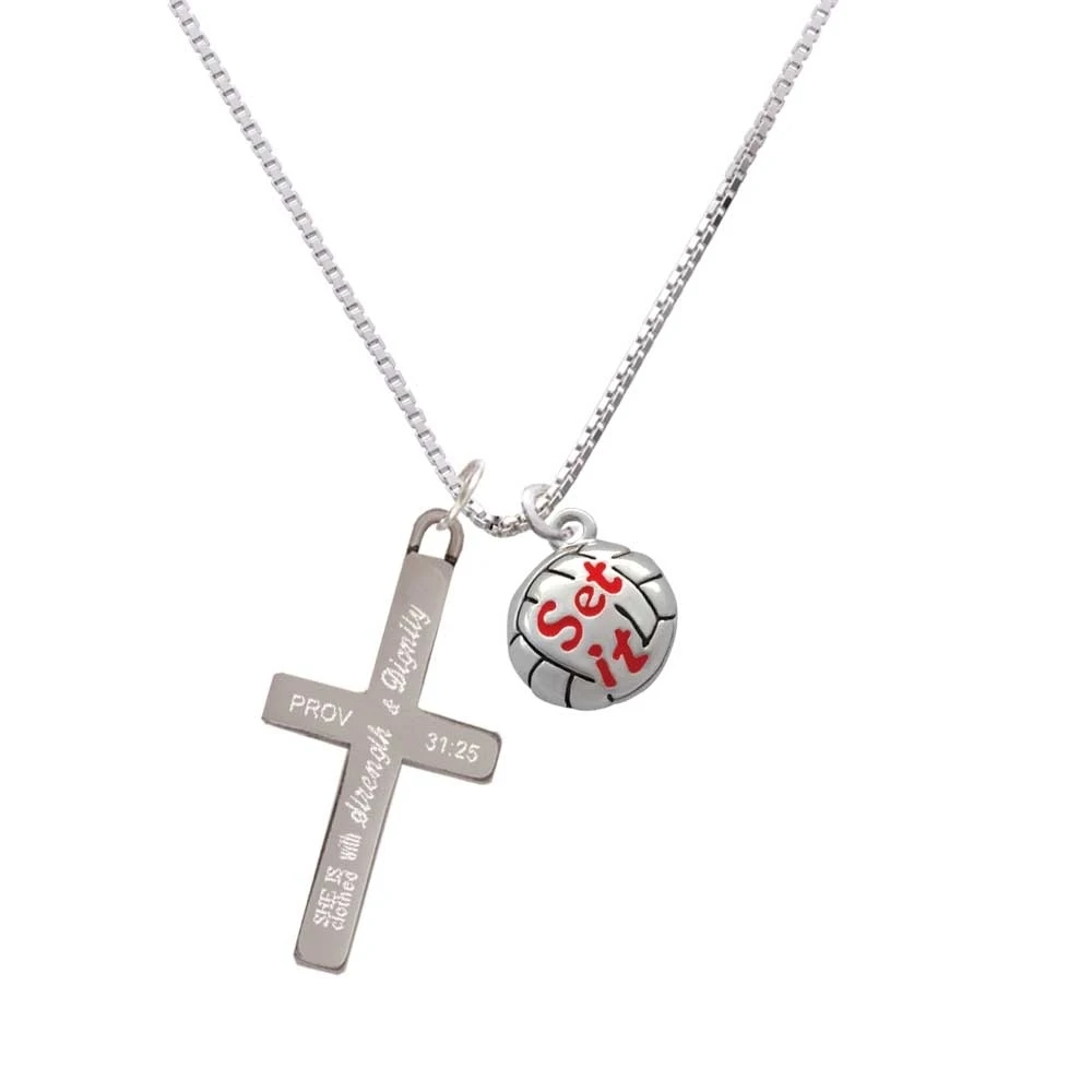 Volleyball - ''Set It'' - Strength and Dignity - Cross Necklace