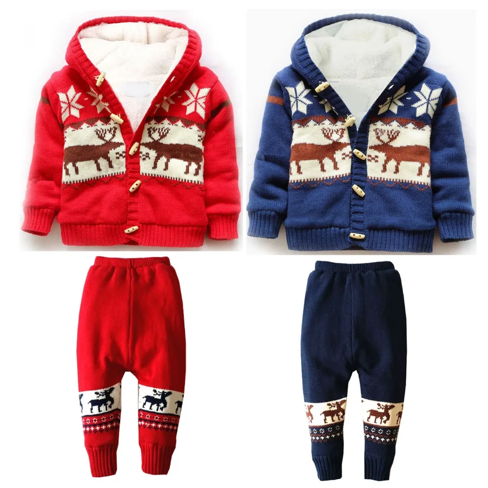 2 Pieces/Set Baby Winter Thick Clothes Set Infant Boys Girls Warm