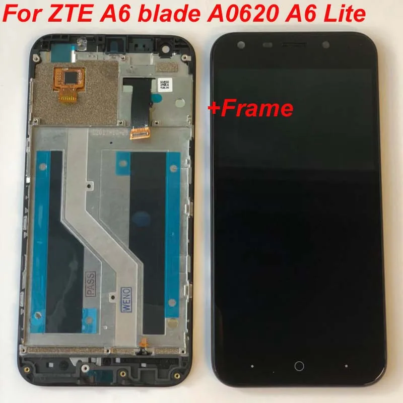 Рамка 5,2 для zte A6 blade A0620 A6 Lite ЖК-панель с сенсорным экраном стекло дисплей дигитайзер панель Стекло В СБОРЕ части черная рамка