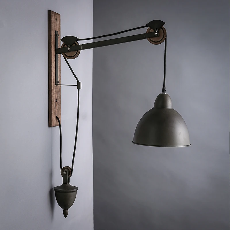 

Loft Retro Lusent Iron Spindle Pulley Wall Lamp bedroom living room bar indoor wall lights vintage rustic industrial lighting