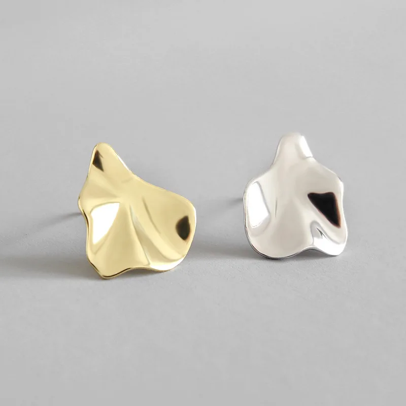 

HFYK 2019 Sterling Silver Earrings Gold Silver Irregular Stud Earrings Women boucle d'oreille silver 925 jewelry orecchini donna