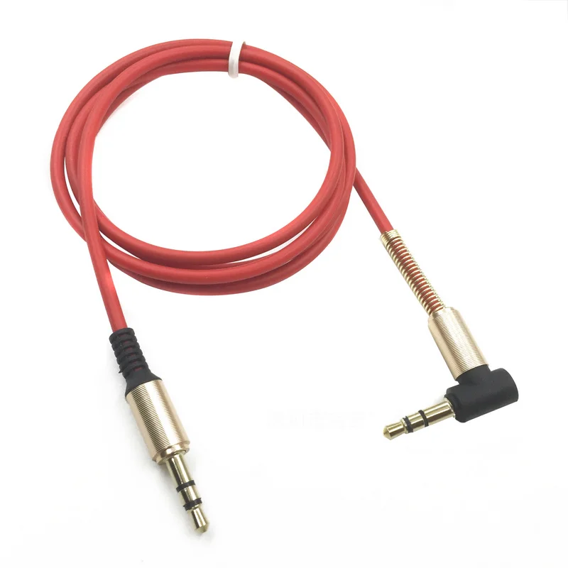 1pc 3.5mm Jack Audio Cable 3.5 Male to Male Right Angle Car Aux Auxiliary Audio Cable Cord Supports Phone PC 8Colors Mayitr