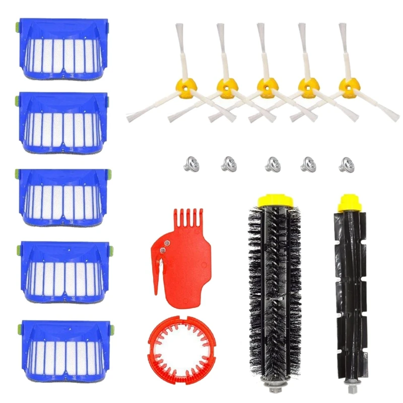 

Replacement Parts For Irobot Roomba 650 655 660 620 630 645 Vacuums, 1Pcs Flexible Beater Brush,1Pcs Bristle Brush,5Pcs Filter