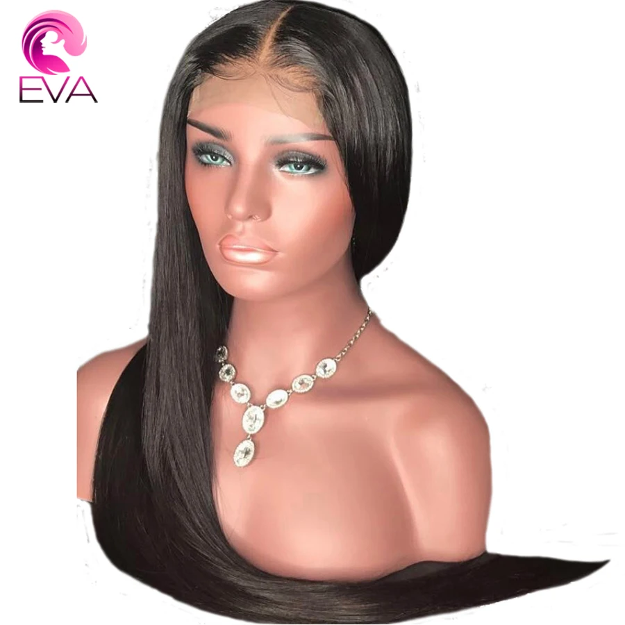 Eva 4,5*4,5 шелк база кружева передние человеческие волосы парики предварительно сорвал с Детские волосы прямой бразильский парик из натуральных волос для черных женщин