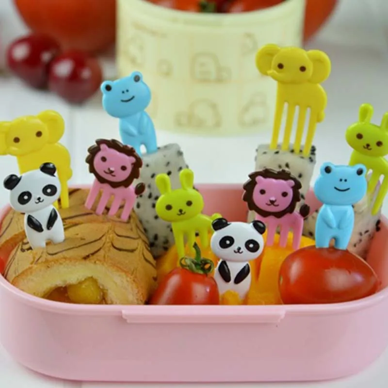 

New Arrivals 10pcs/Set Children Safe Cartoon Animal Fruit Food Fork Stick Toothpick Outdoor Sports Camping Picnic Accessories
