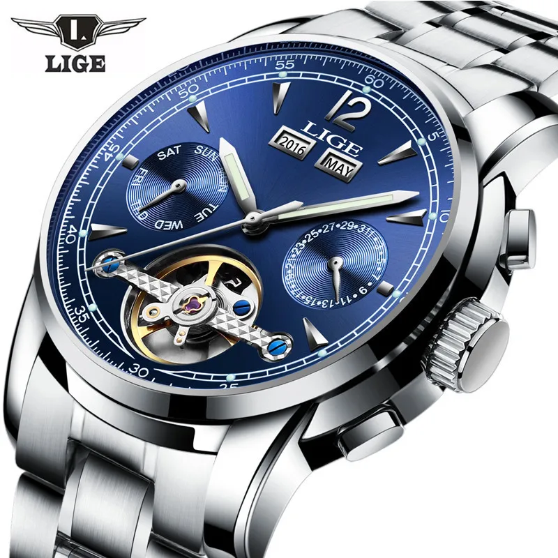 

Relojes LIGE Male Automatic mechanical Sport Watch Men Luxury Brand Casual Watches Men's Wristwatch army Clock relogio masculino