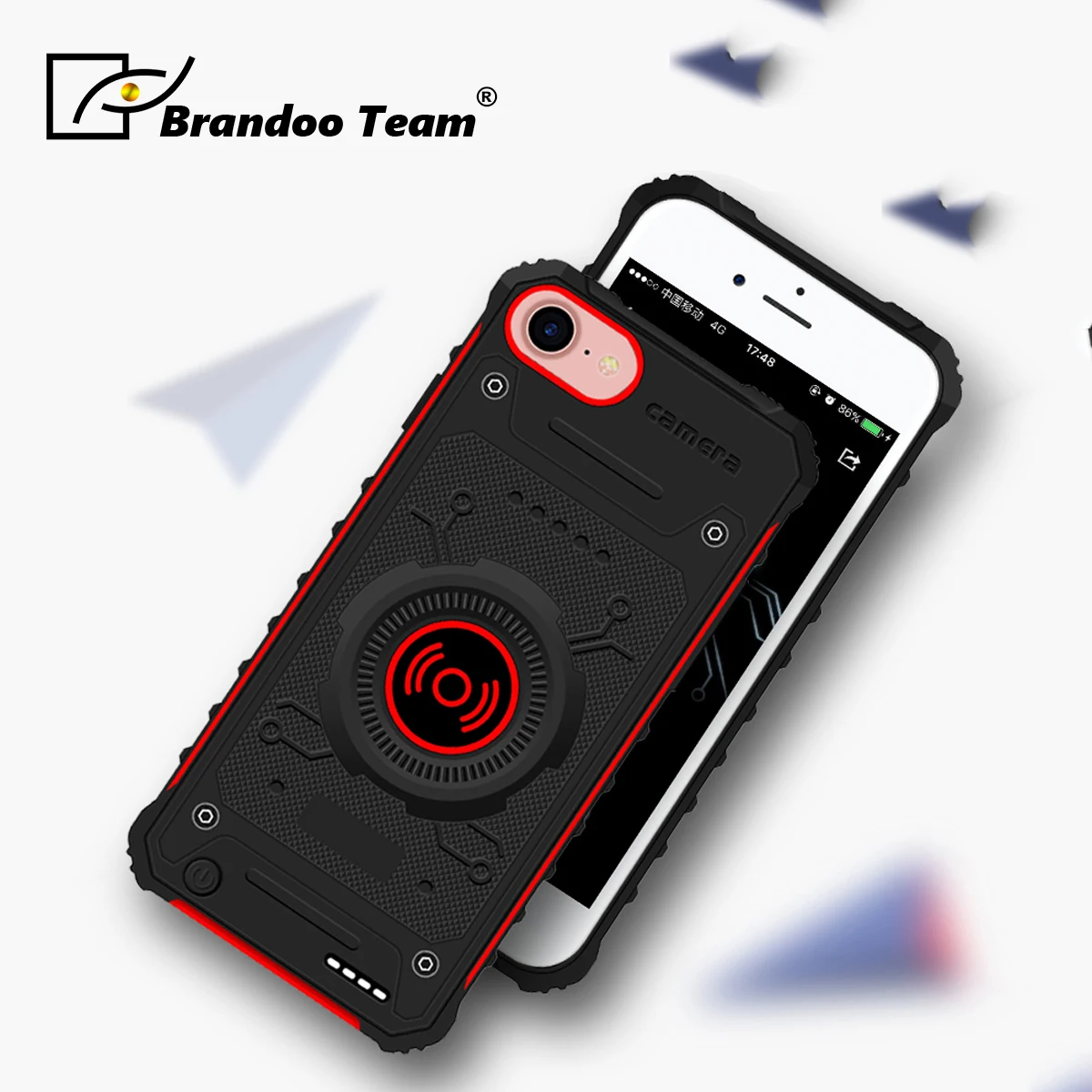 

BRANDOO 4.7/5.5 inch Back Clamp Battery Back Up Clamping Power Bank for Iphone 6/6s/7/8(plus) External Battery Charging Case K1