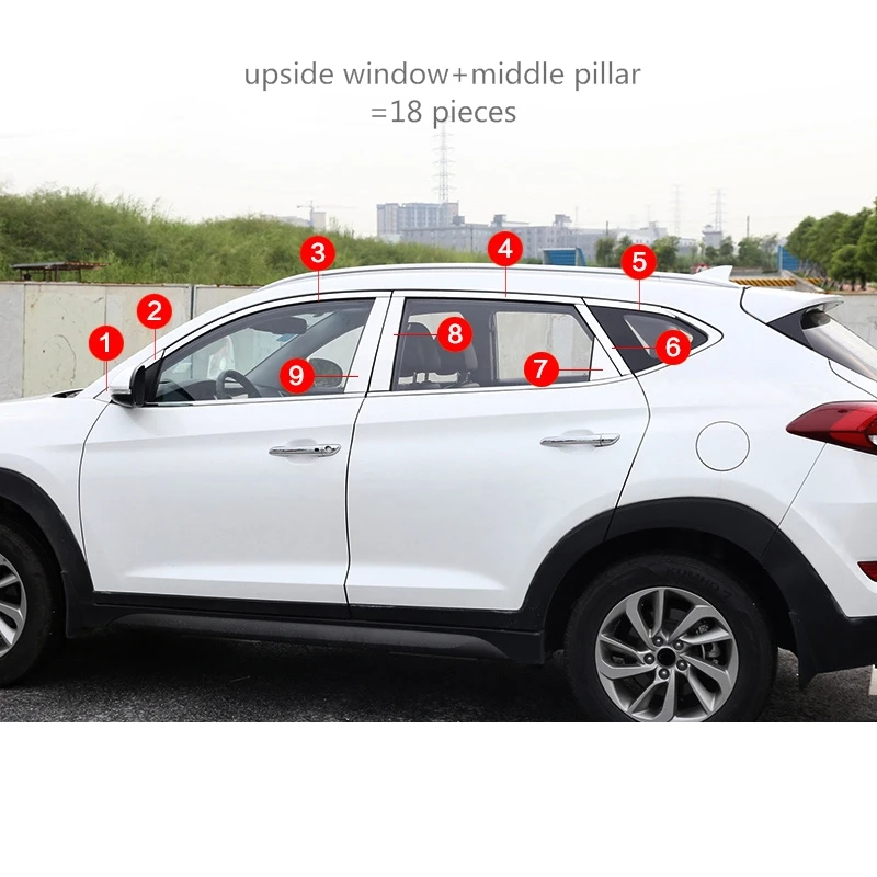 Lsrtw2017 нержавеющая сталь окна автомобиля полосы планки для hyundai Tucson - Название цвета: type 4