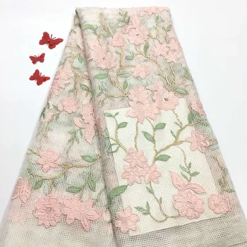 

embroidered Mesh Tulle fabricL-1520 Factory price Nigerian lace fabrics
