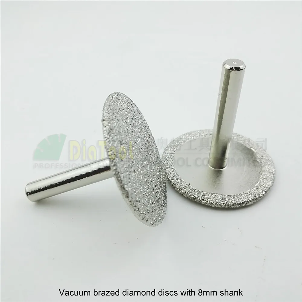 DIATOOL 3pcs Dia 50mm Vacuum Brazed Diamond Saw Blade 8mm Shank Mini Disk Cutting Grinding Engraving Granite Marble Concrete