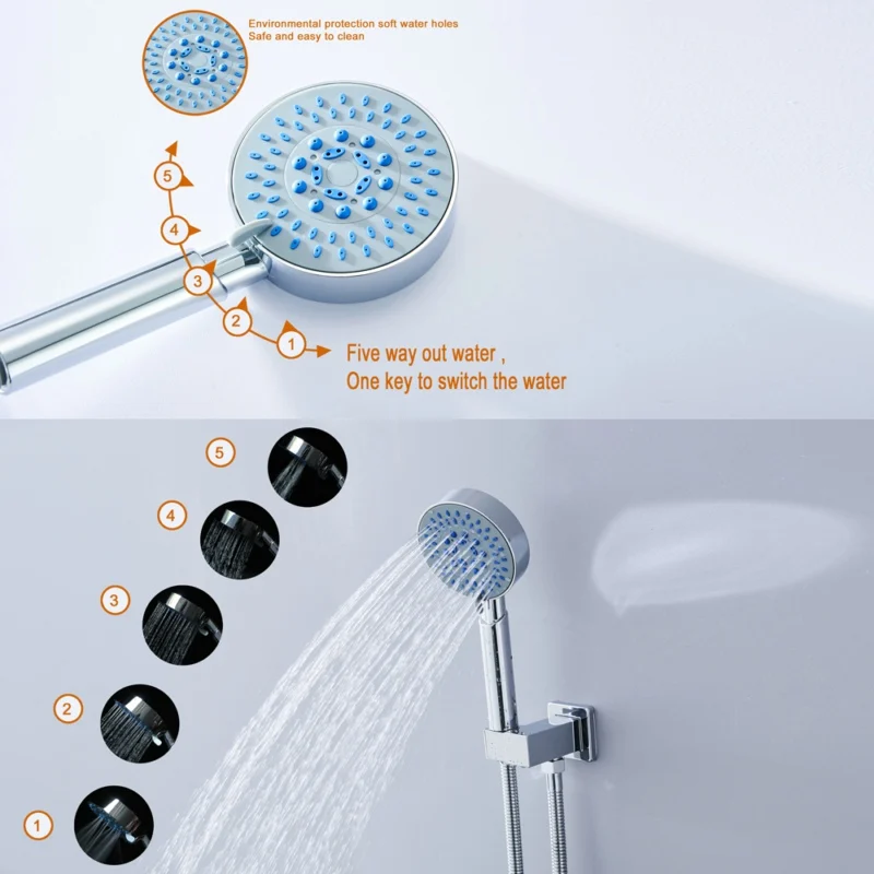 BECOLA Chrome bathroom hand shower Pressure boost Five function