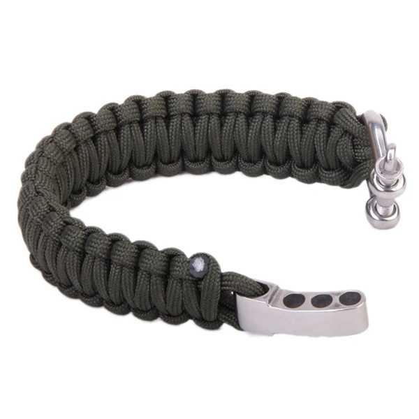 Adjustable Army Green PARACORD Military Survival Bracelet stainless