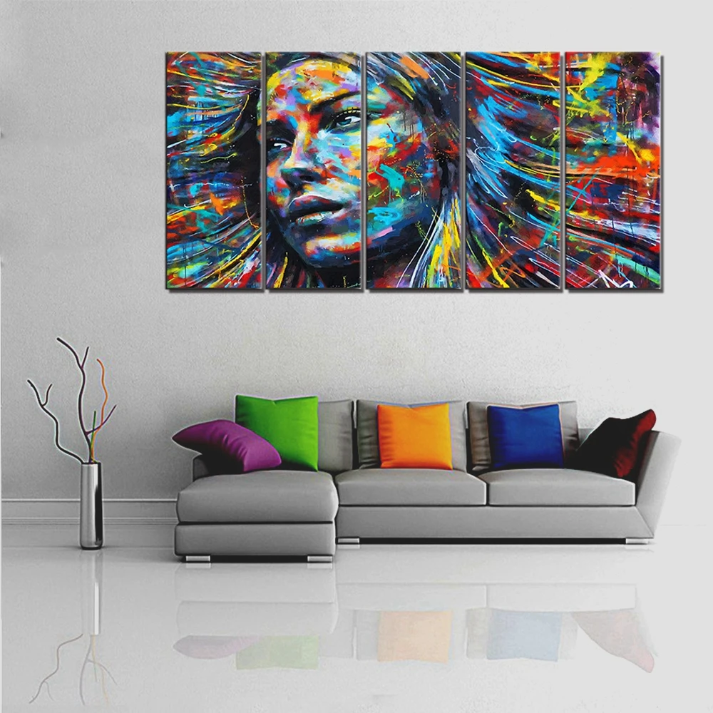 Abstract Wall Art Canvas Print Woman Face Feather Girl Poster Canvas Painting For Living Room Lobby Wall Decor Picture Art Print Aliexpress Home Garden