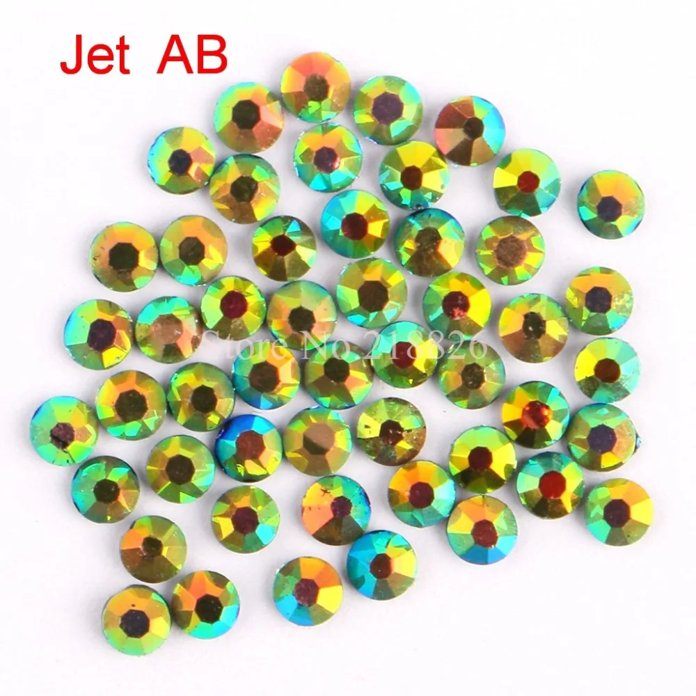 Shiny DIY Glass Hotfix Jet AB Rhinestones DMC Black AB Crystals Hot Fix