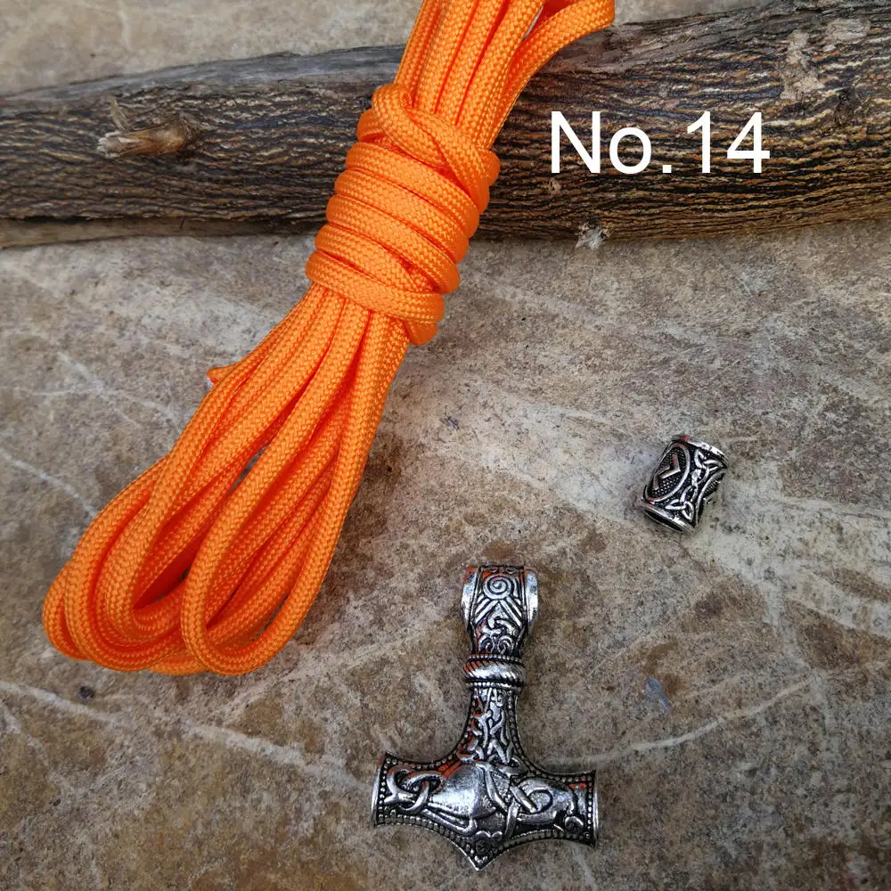 Norse Viking Runes Beads Pendant Paracord Diy Set Braided Bracelet Men Bracelets Thor Hammer Rope Bangles for Men Jewelry Gifts (14)