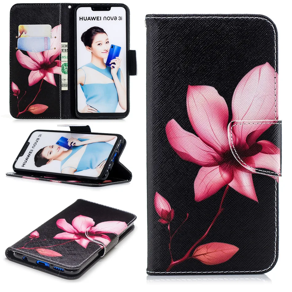 

For Huawei Honor 10 6C 6X 7X 8C P30 P20 P9 Mate 10 20 Lite P Smart 2019 Case Cute Panda Bamboo Lotus Eagle Stand Capa Cover E07Z