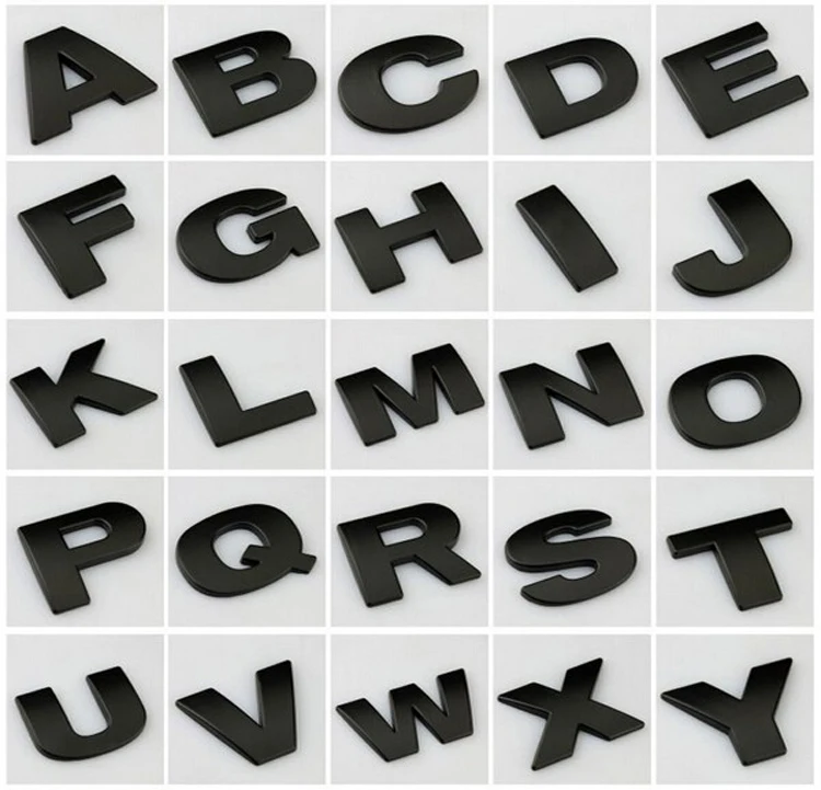 

12pcs/lot 4cm BLACK matte DIY car 3D metal sticker number letters alphabet decal car-styling spell for MAZDA SKODA VOLVO HONDA