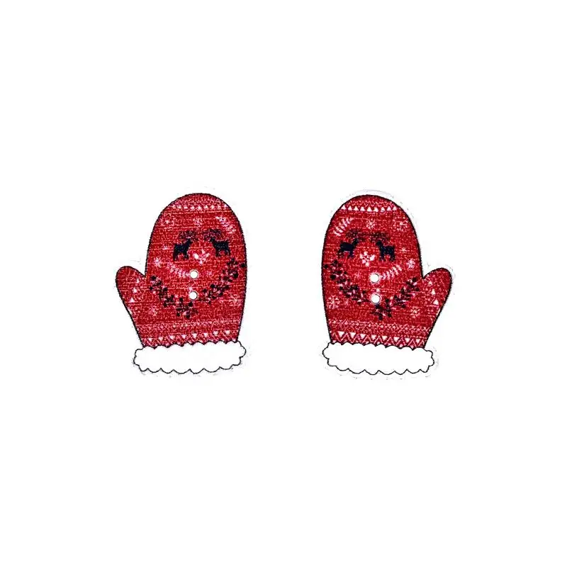 

50pcs Cute Wood Buttons Christmas Gloves Shaped Wooden Button For Clothing DIY Sewing Accessories Scrapbooking Handmade Craft