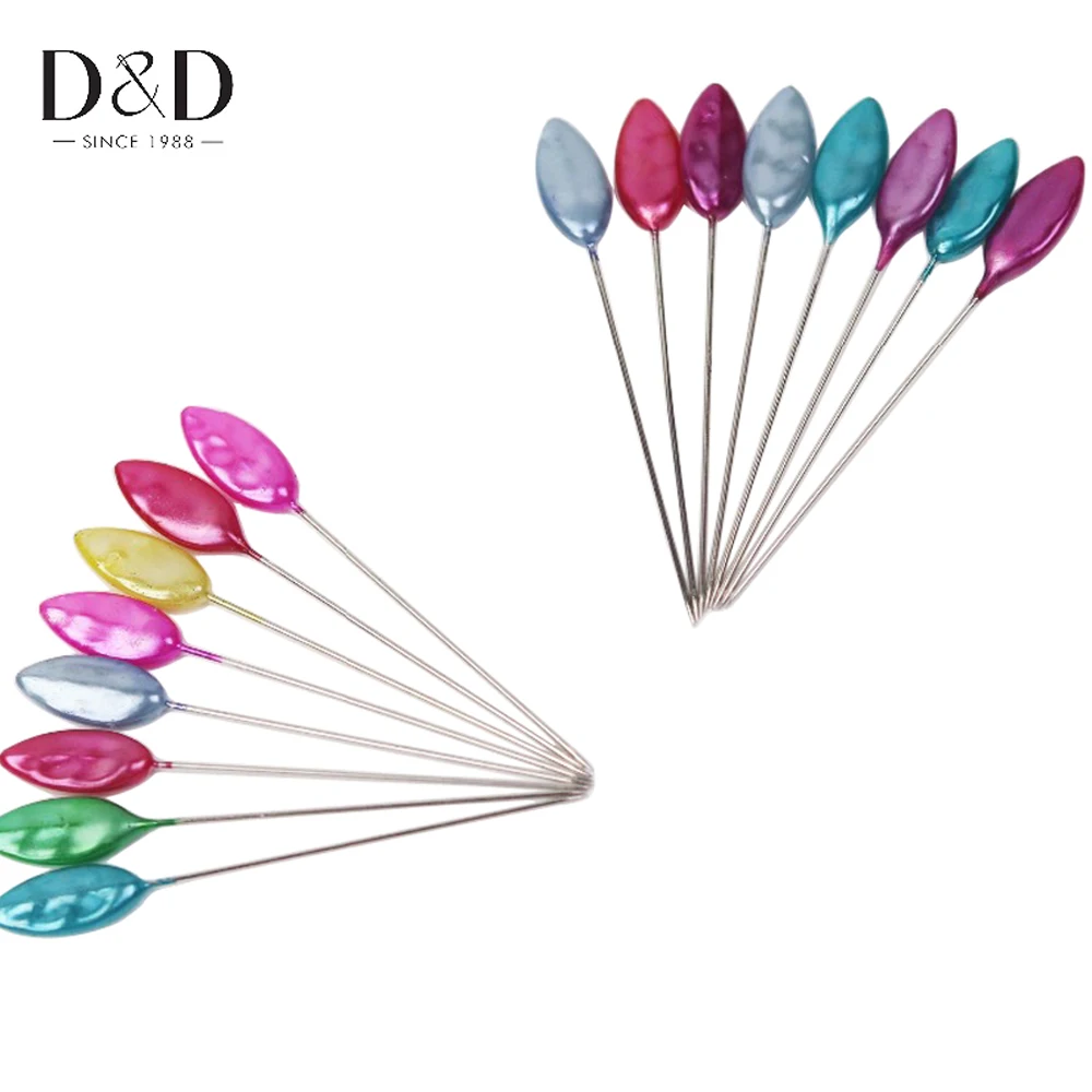 

24 Pcs/lot Leaf Pearl Head Dressmaking Pins Weddings Corsage Florists Sewing Pin Mixed Color accessories