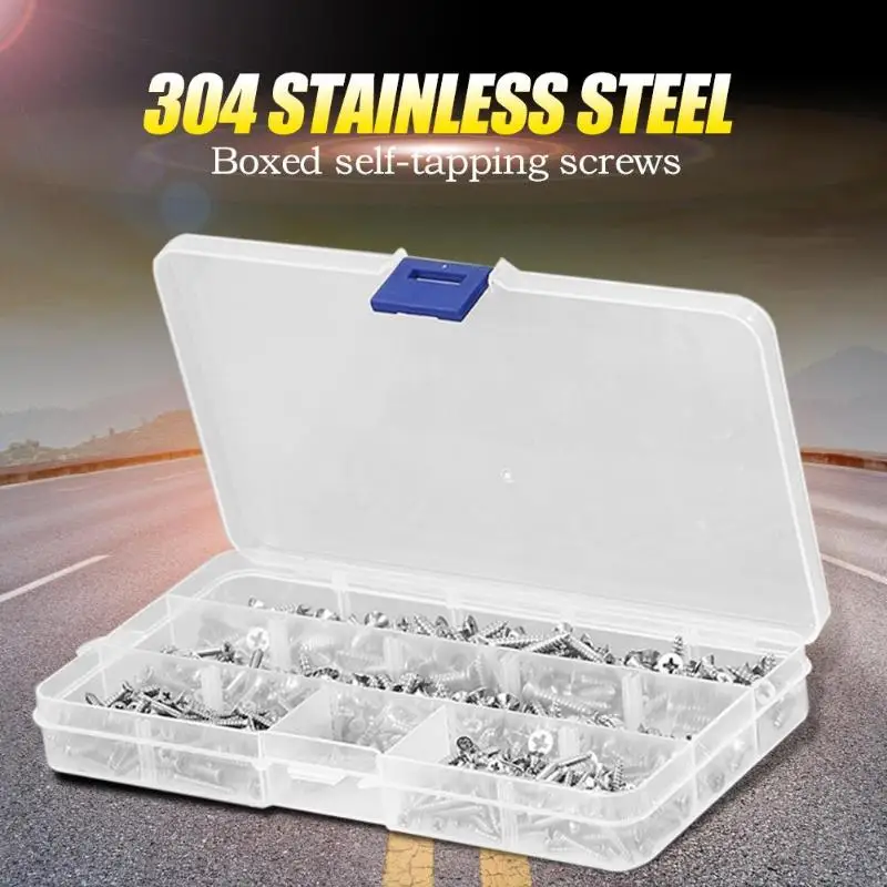 

600pcs M2.9 Stainless Steel Pan Flat Head Self-tapping Screws Assortment