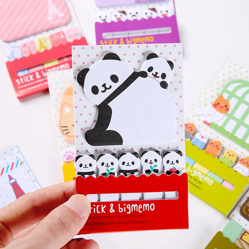Кот панда Блокнот N раз стикеры блокнот милые наклейки Эсколар бумажные школьные принадлежности наклейка-закладка