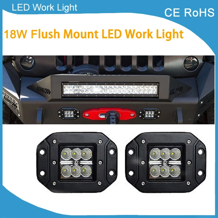 

2pcs 18w Flood Dually Flush Mount LED Light Lamps Off Road 4x4 4WD Flush Mount 18W Spot LED Work Light Pods Truck ATV Cube Light
