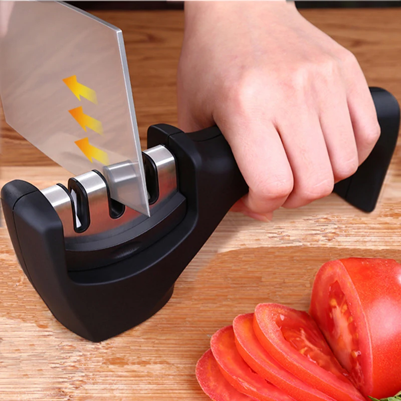 

304 black fox sharpener Quick Sharpener Professional 3 Stages Sharpener Knife Grinder Non-Slip Silicone Rubber
