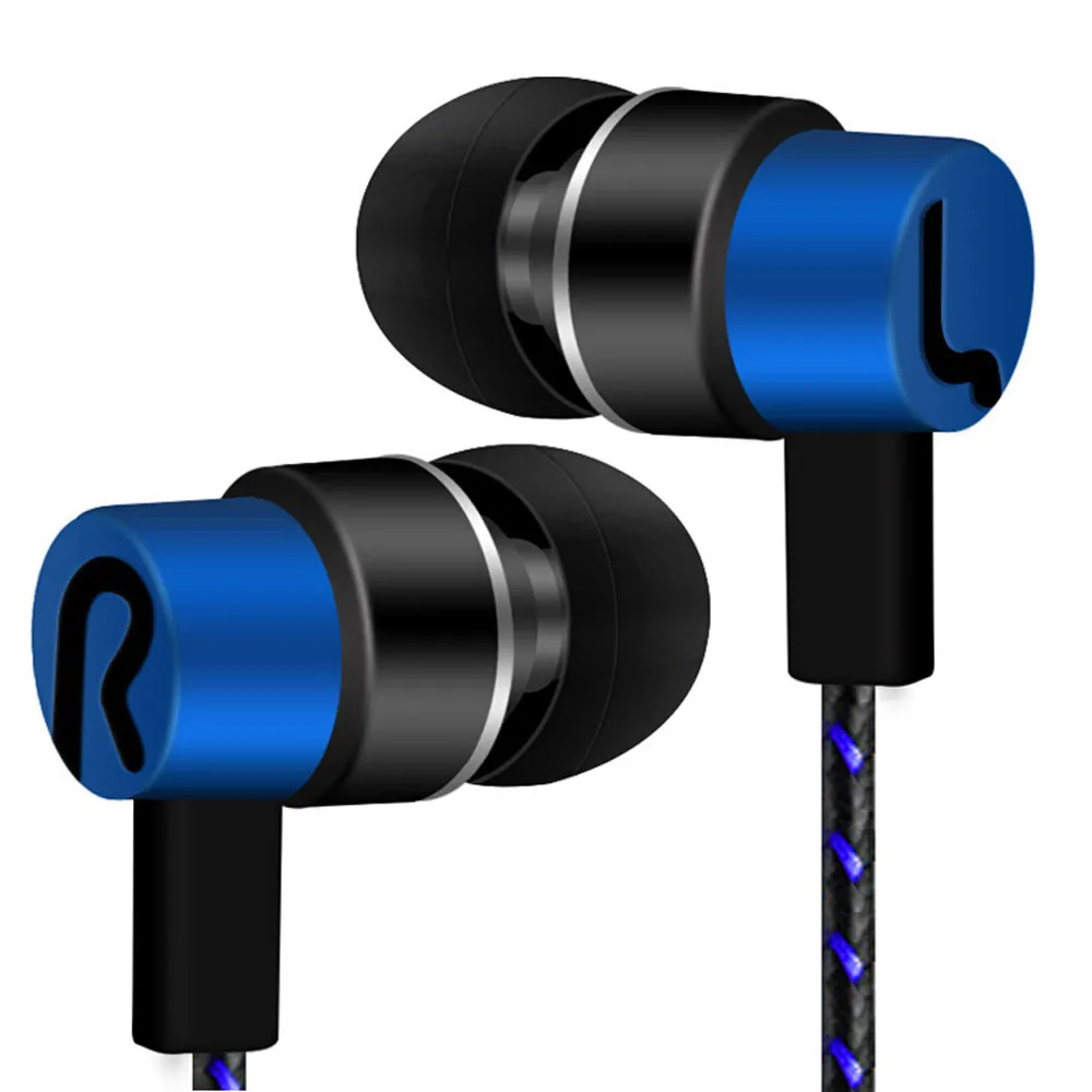 Stereo Bass Earphone In-Ear 3.5MM Wired Earphones Metal HIFI Earpiece with MIC for Xiaomi Samsung Huawei Phones - Цвет: Blue