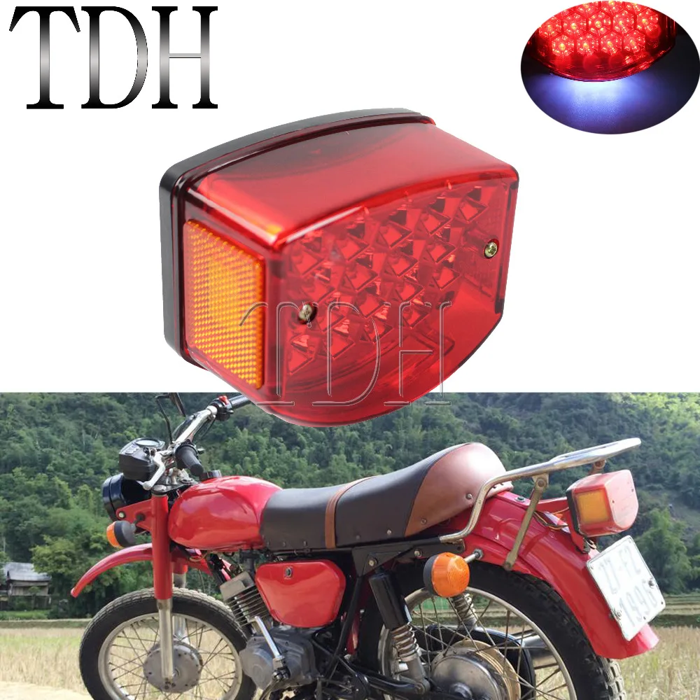 

Motorcycle Tail Rear Light Red LED Rear Lamp Taillight With Reflector On Both Side For Minsk 125cc Carpathians 50cc