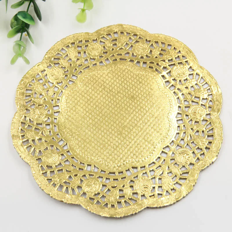 

Creative Craft 4.5" Inch Round Gold Paper Lace Doilies Cake Placemat Party Wedding Gift Decoration 20pcs/pack