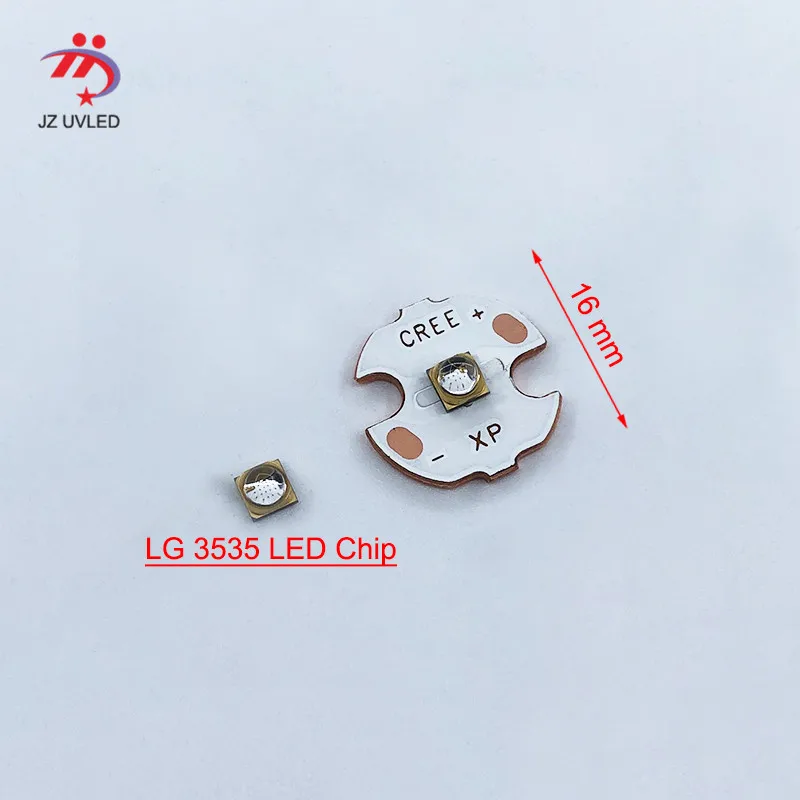 

LG 3535 chip UV LED 365nm lamp beads for UV gel curing Pet fungus Fluorescence detection 16mm Flashlight copper substrate 405nm