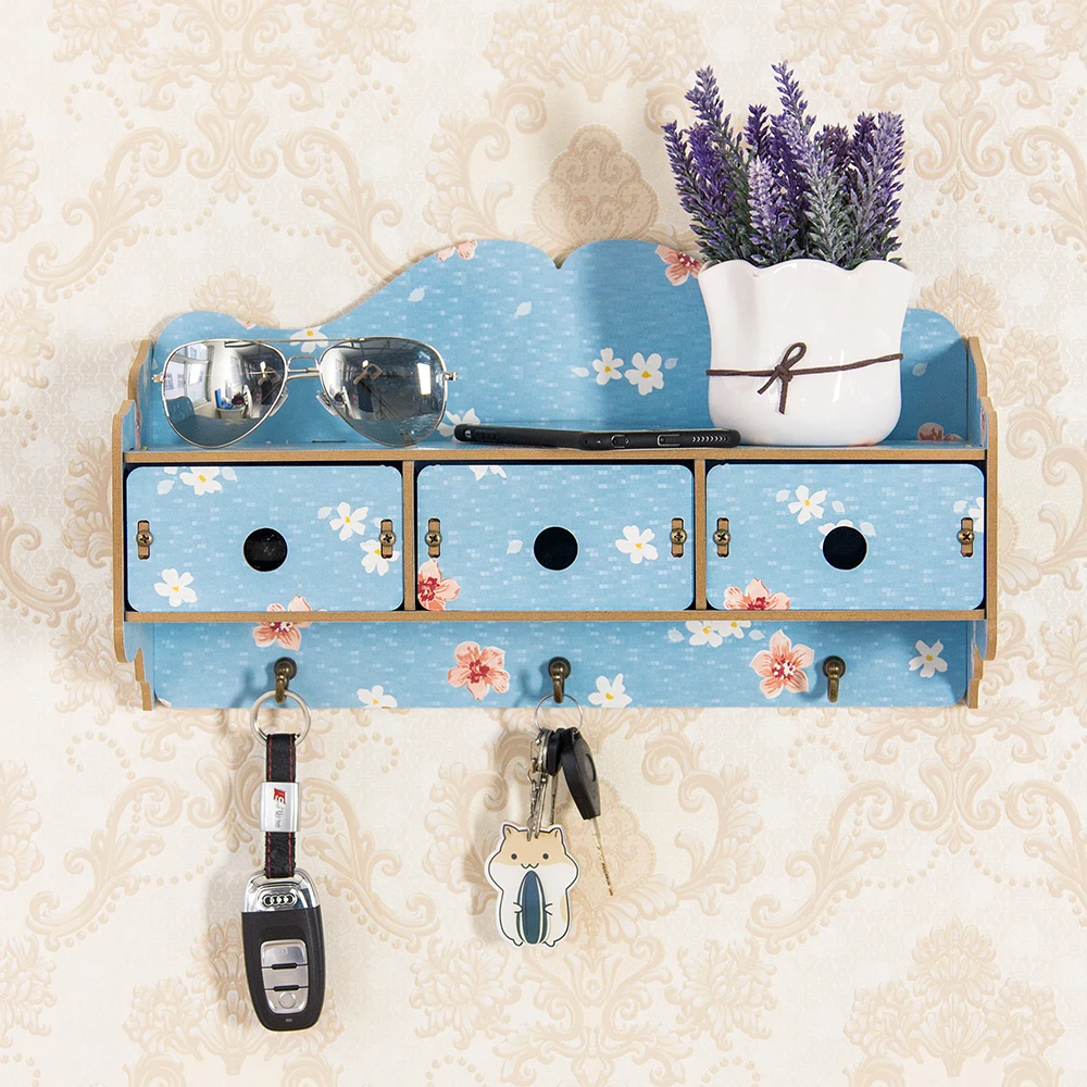 2019 رف جدار مفتاح حمالة تعليق جدارية للحمام جدار ديكور رفوف خشبية أرفف تخزين مع الأدراج شماعات ملابس على الجدران