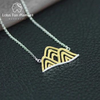 

Lotus Fun Moment Real 925 Sterling Silver Handmade Fashion Jewelry Creative Mountain Necklace with Pendant for Women Collier