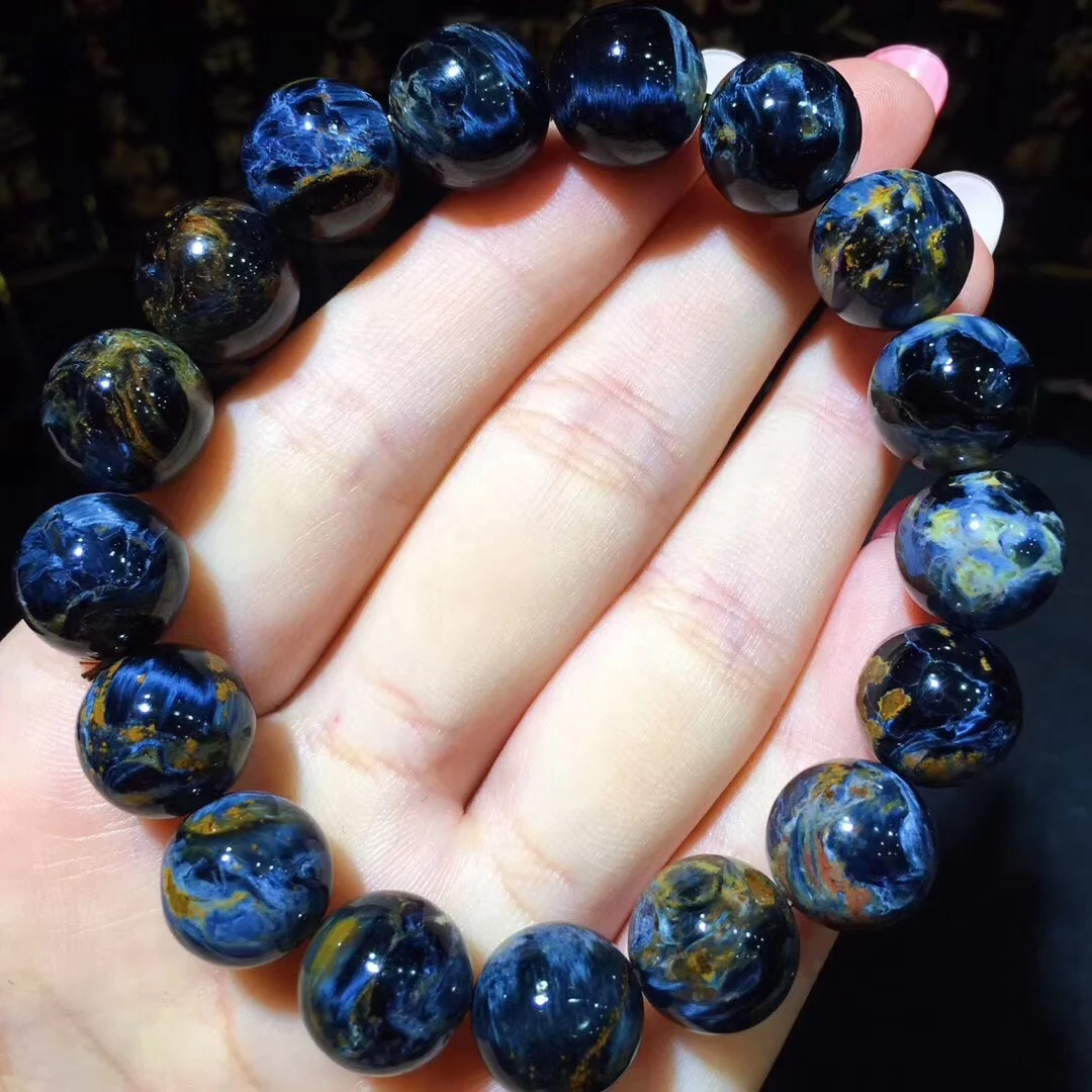

B20657 12.2mm Natural 100% Namibia Pietersite Bracelets Blue Red Beads Stone Round Bead Bracelets Man Women