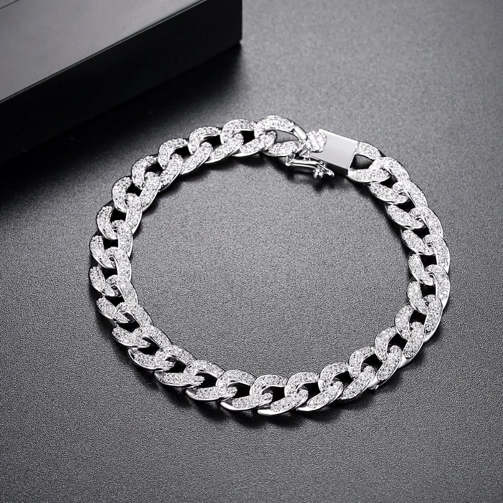 LUOTEEMI AAA Cubic Zirconia Paved Delicate Hip Hop Curb Cuban Link Chain Bracelet For Women Luxury Exquisite Party Jewelry Gifts