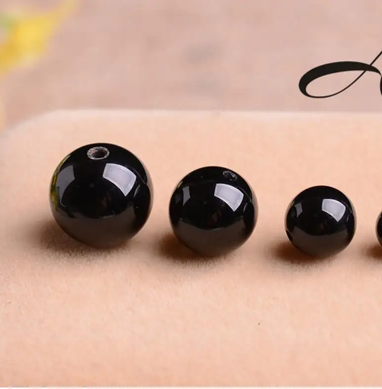 

4-20 mm crystal jewelry accessories DIY manual natural black agate semi-finished bead wear necklace material