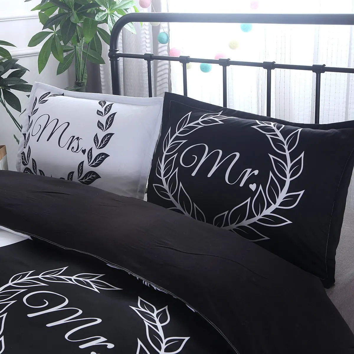 Black and White Bedding Set – Mr and Mrs Queen Bed Set (Mr&Mrs) image 5