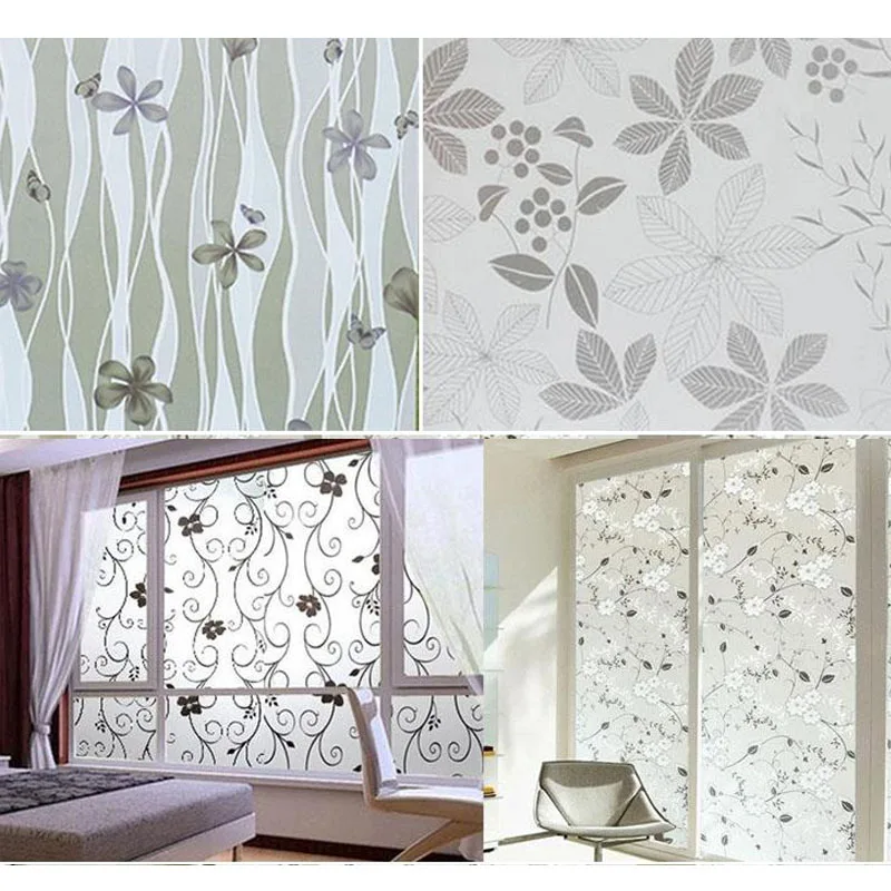 

Window Decal Flowers Sticker Home & Living Home Sticker Glass Window Frosted 45x100cm Bathroom Bedroom Decorations Room