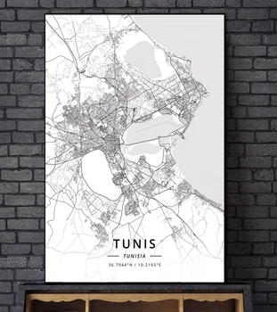 

North Africa Algeria Libya Tunisia City Map Canvas Art Print Wall Pictures for Living Room No Frame